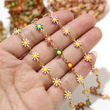 1 Meter Enamel Daisy Charm Chain for DIY Jewelry Making