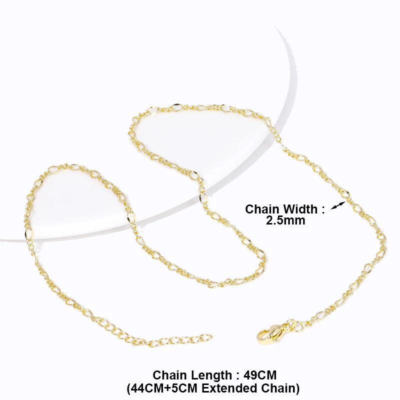 18K Plated Brass Metal 2.5mm Thin Chain Necklace for DIY Jewelry