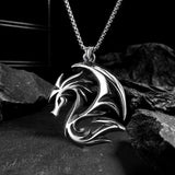 Hollow Flame Dragon Pendant Punk Stainless Steel Necklace