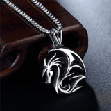 Hollow Flame Dragon Pendant Punk Stainless Steel Necklace