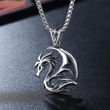 Hollow Flame Dragon Pendant Punk Stainless Steel Necklace