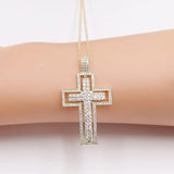 Cross Pendant Necklace with Zircon Inlay Copper Classic