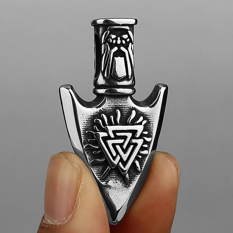 Stainless Steel Viking Rune Pendant Anchor Style Chain Necklace For Men