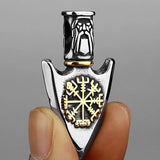 Stainless Steel Viking Rune Pendant Anchor Style Chain Necklace For Men