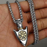 Stainless Steel Viking Rune Pendant Anchor Style Chain Necklace For Men