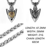Stainless Steel Viking Rune Pendant Anchor Style Chain Necklace For Men