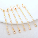 6PCS 14K Brass Zircon Drop Extender Chain Lobster Clasps Jewelry Accessories