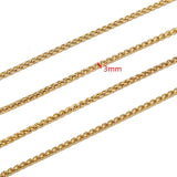 1m Stainless Steel 3mm Plated Wheat Chains DIY Necklace Chains