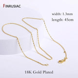 18K Plated Metal Necklace Chains 3 Types Brass 0.8mm/1.3mm/1.4mm