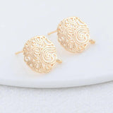 6PCS 15*17MM 14K Plated Brass Stud Earrings DIY Jewelry Making Finding