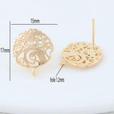 6PCS 15*17MM 14K Plated Brass Stud Earrings DIY Jewelry Making Finding