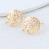 6PCS 15*17MM 14K Plated Brass Stud Earrings DIY Jewelry Making Finding