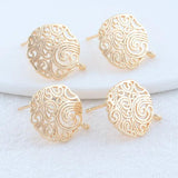 6PCS 15*17MM 14K Plated Brass Stud Earrings DIY Jewelry Making Finding