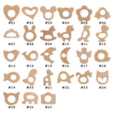 Baby Beech Cartoon Animal Wooden Ring for DIY Pacifier Chain