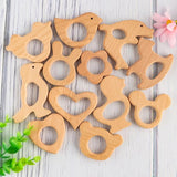 Baby Beech Cartoon Animal Wooden Ring for DIY Pacifier Chain