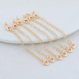6PCS 14K Brass Heart Extender Chain with Lobster Clasps DIY Jewelry