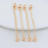 6PCS 14K Brass Heart Extender Chain with Lobster Clasps DIY Jewelry