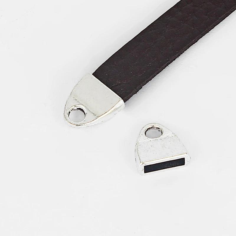 20pcs Flat Leather Cord End Caps DIY Bracelets Connectors Findings