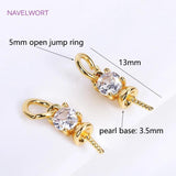 18K Plated Pearl Component for Necklace Making with Zircon Inlay