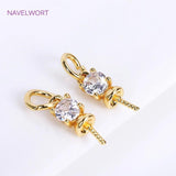 18K Plated Pearl Component for Necklace Making with Zircon Inlay