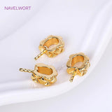 18K Plated Pearl Component for Necklace Making with Zircon Inlay