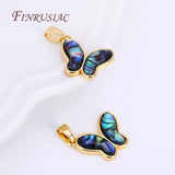 18K Real Plated Abalone Shell Butterfly Charms Pendant