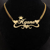 Custom Name Necklace Cuban Chain Personalized Nameplate Choker Pendant