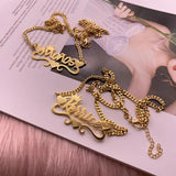 Custom Name Necklace Cuban Chain Personalized Nameplate Choker Pendant