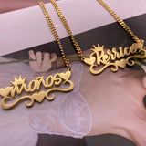 Custom Name Necklace Cuban Chain Personalized Nameplate Choker Pendant