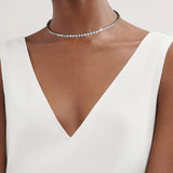 Tennis Choker Necklace Women Iced Out CZ Chain Jewelry Crystal OHN