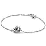 925 Silver Intertwined Pave Chain Bracelet European Bangle