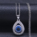Evil Eye Necklace Stainless Steel Silver Lucky Eyes Water Drop Necklaces