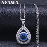 Evil Eye Necklace Stainless Steel Silver Lucky Eyes Water Drop Necklaces