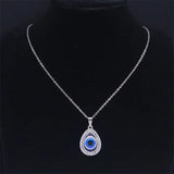 Evil Eye Necklace Stainless Steel Silver Lucky Eyes Water Drop Necklaces