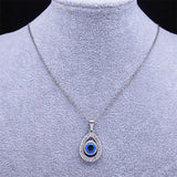 Evil Eye Necklace Stainless Steel Silver Lucky Eyes Water Drop Necklaces