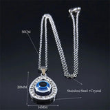 Evil Eye Necklace Stainless Steel Silver Lucky Eyes Water Drop Necklaces