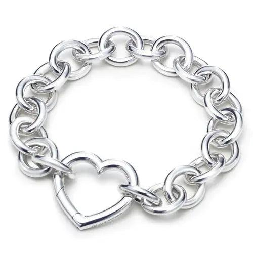 925 Sterling Silver Heart Bracelet for Women Girls Wedding Jewelry