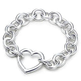 925 Sterling Silver Heart Bracelet for Women Girls Wedding Jewelry