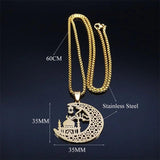 Muslim Pendant Necklace Stainless Steel Crescent Moon Necklace