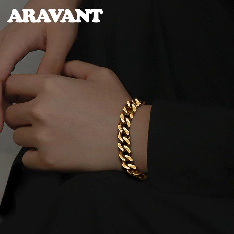 925 Silver 18K 10MM Bracelet Chain Men Women Jewelry