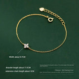 925 Silver Clover Zircon Bracelet for Women Sweet Wedding Gift
