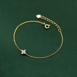 925 Silver Clover Zircon Bracelet for Women Sweet Wedding Gift