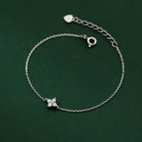 925 Silver Clover Zircon Bracelet for Women Sweet Wedding Gift