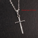 Hip Hop Small Cross Long Pendant Necklace Silver Link Chain Choker