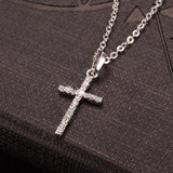 Hip Hop Small Cross Long Pendant Necklace Silver Link Chain Choker