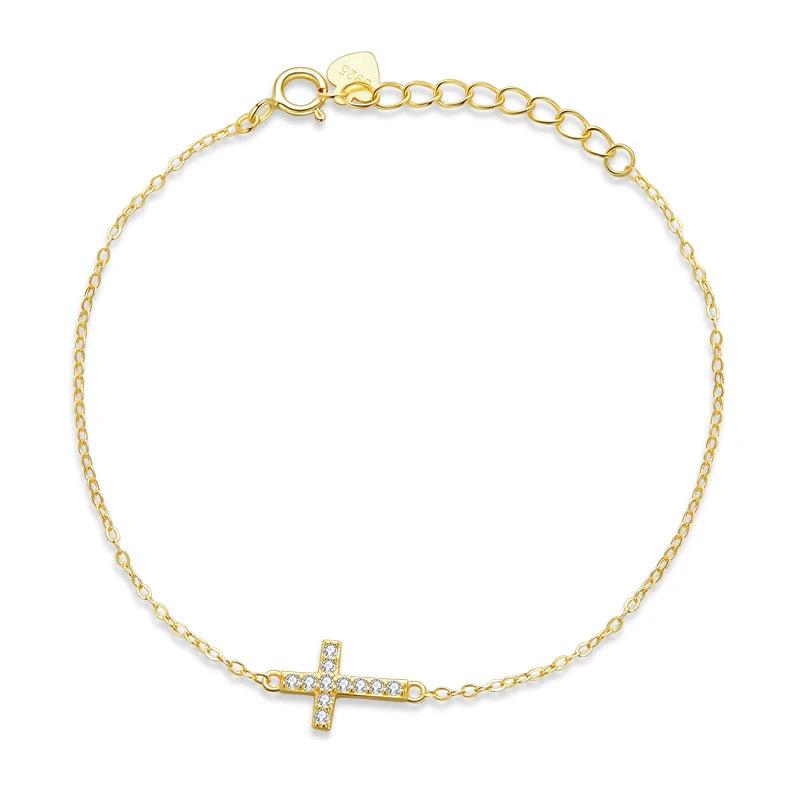 925 Silver Zircon Cross Bracelet for Women FNB088