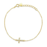 925 Silver Zircon Cross Bracelet for Women FNB088