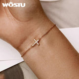 925 Silver Zircon Cross Bracelet for Women FNB088