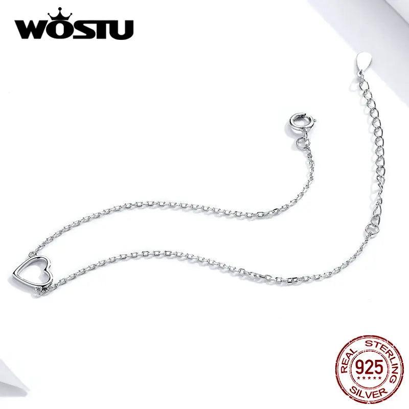 S925 Love Shape Bracelet - 100% Real 925 Sterling Silver - Birthday Gift