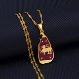 Anniyoc Sri Lanka Map and Flag Pendant Necklace